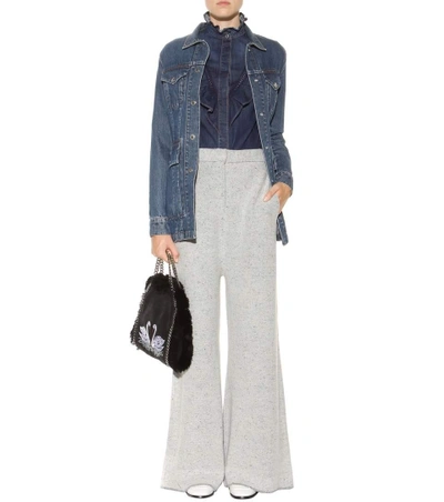 Shop Stella Mccartney Virgin Wool-blend Wide-leg Trousers In Grey