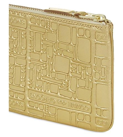 Shop Comme Des Garçons Embossed Small Metallic Leather Pouch In Gold Emb