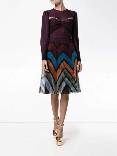 Mary Katrantzou Long-sleeve Printed Tulle Dress In Prugna