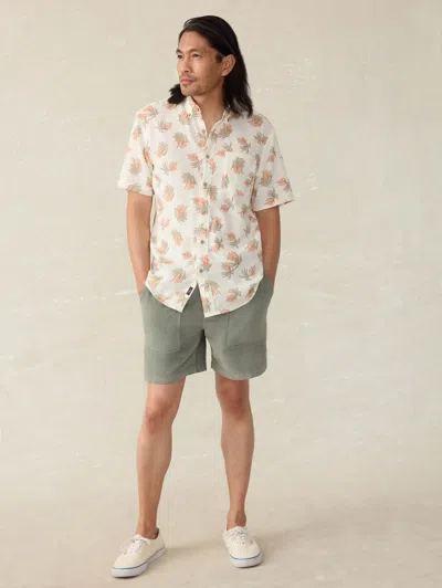 Faherty Corduroy Drawstring Utility Short In Coastal Sage