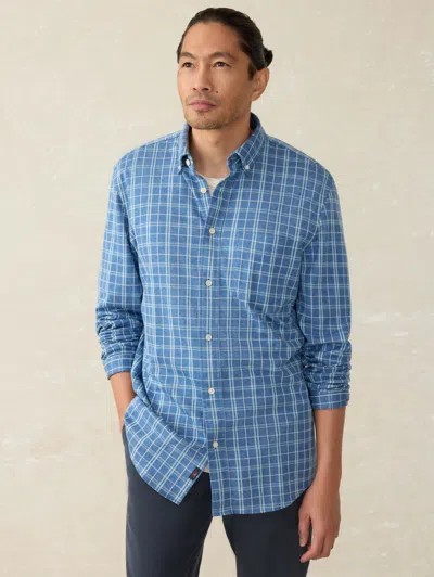 Faherty Coastline Knit Shirt In Ocean Sky Plaid