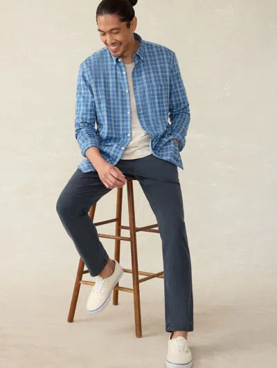 Faherty Coastline Knit Shirt In Ocean Sky Plaid