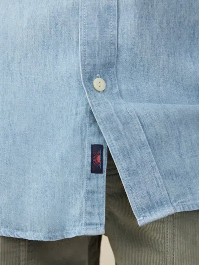 Faherty Short-sleeve Tried And True Chambray Shirt In Vintage Indigo