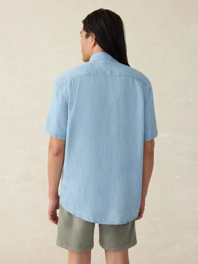 Faherty Short-sleeve Tried And True Chambray Shirt In Vintage Indigo