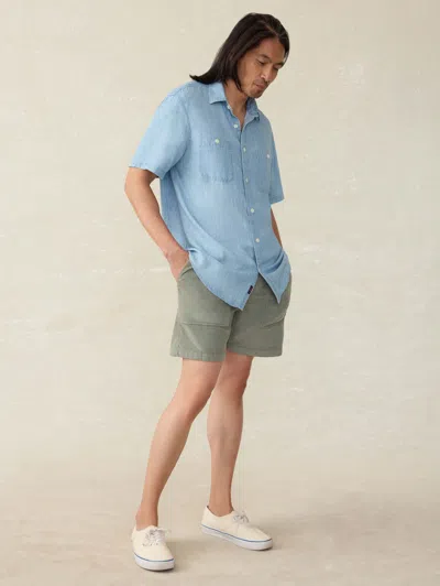 Faherty Short-sleeve Tried And True Chambray Shirt In Vintage Indigo