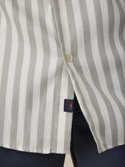 Faherty Short Sleeve Cabana Towel Terry Shirt In Clover Valley Stripe