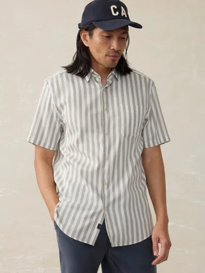 Faherty Short Sleeve Cabana Towel Terry Shirt In Clover Valley Stripe