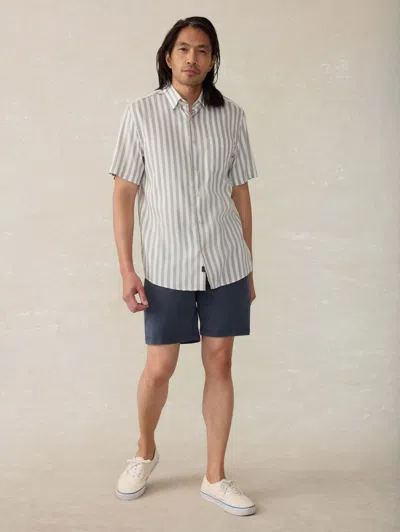 Faherty Short Sleeve Cabana Towel Terry Shirt In Clover Valley Stripe