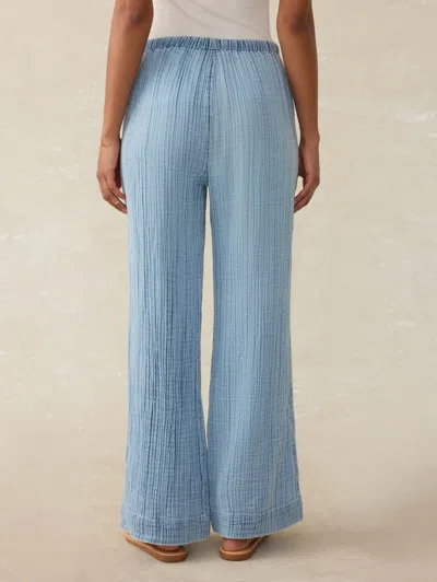 Faherty Dune Cotton Gauze Drawstring Pants In Light Indigo Wash
