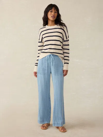 Faherty Dune Cotton Gauze Drawstring Pants In Light Indigo Wash