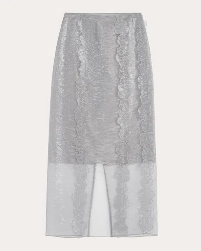 Cecilie Bahnsen Gray Olympia Midi Skirt In Grey