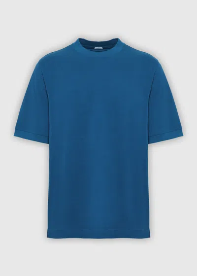 Malo Maglia Girocollo In Cotone E Lino In Blue
