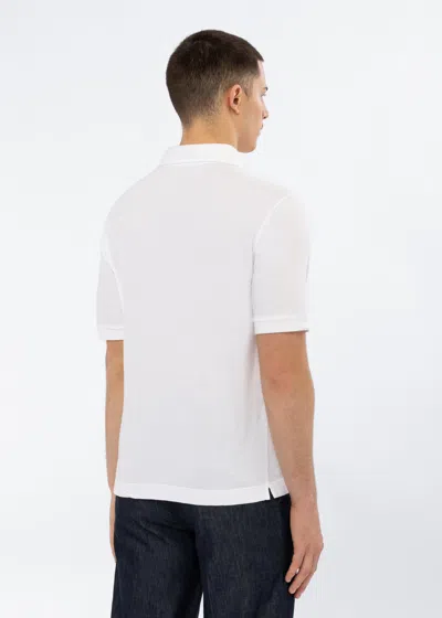 Malo Polo In Cotone E Lino In White