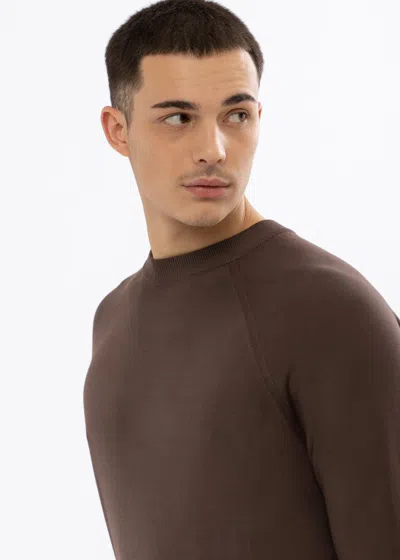 Malo Maglia Girocollo In Cotone In Brown