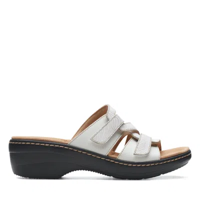 Clarks Merliah Karli Womens Faux Leather Slip On Wedge Sandals In White