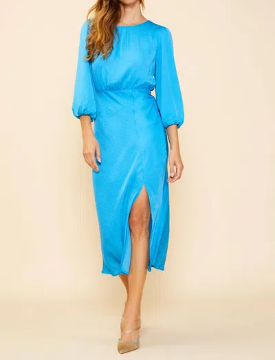 Skies Are Blue Front Slit Midi Dress In Azur Blue In Multi