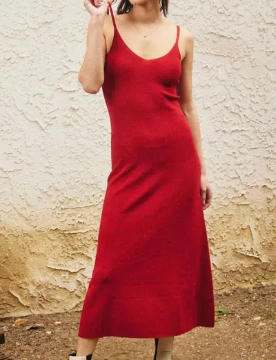 Lara Daisy Metallic Knit Camisole Midi Dress In Red In Red