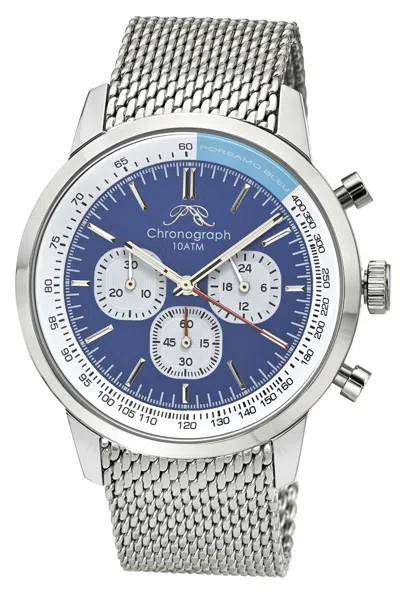 Porsamo Bleu Simon Stainless Steel Chronograph Silver Tone & Blue Men's Watch 1321csis In Multi