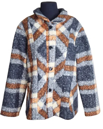 Trisha Tyler Women's Plaid Button Up Jacket In Rust/grey In Multi