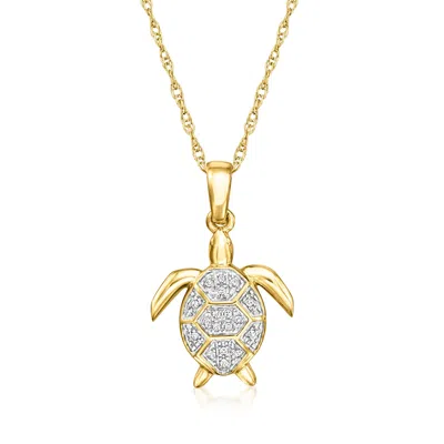 Ross-simons Diamond Turtle Pendant Necklace In 14kt Yellow Gold In Multi