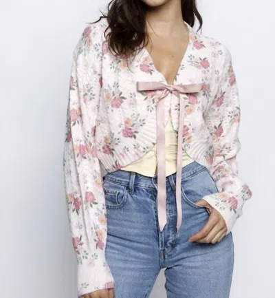 Storia Perfect Harmony Floral Cardigan In Pink/orange In Multi