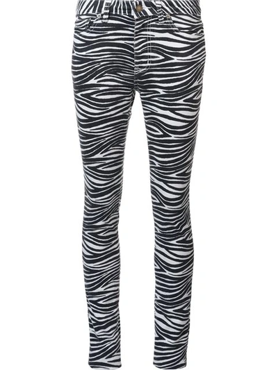Saint Laurent Zebra Print Skinny Jeans In White