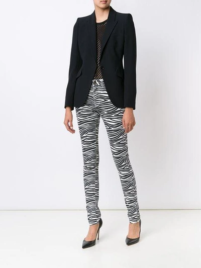 Shop Saint Laurent Zebra Print Skinny Jeans - White