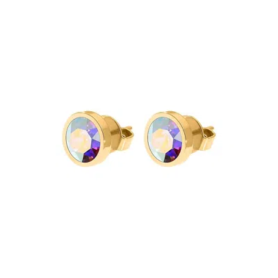 QUDO EARSTUDS CANINO GOLD IN CRYSTAL AURORA BOREALE 