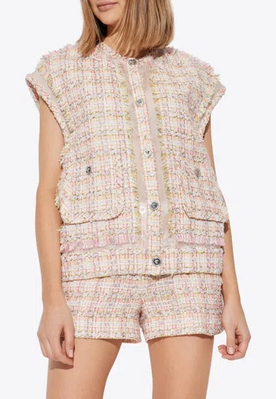 Versace Fancy Metallic Tweed Vest In Pink