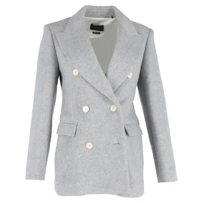 Isabel Marant Eleyani Double-breasted Brushed Blazer In Grey Wool In Grey