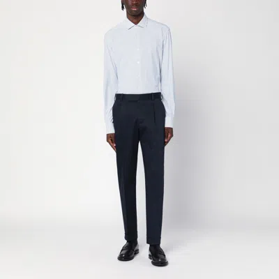 Xacus White Shirt With Blue Stripes In Blue