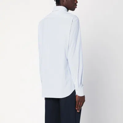 Xacus White Shirt With Blue Stripes In Blue