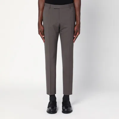 Pt Torino Taupe Colour Wool Trousers In Grey