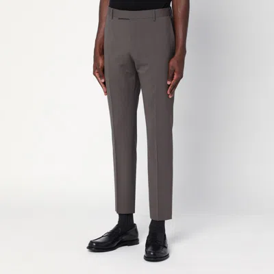 Pt Torino Taupe Colour Wool Trousers In Grey