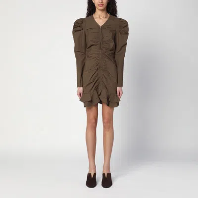 Isabel Marant Étoile Briali Mini Dress With Green Khaki Zip In Green