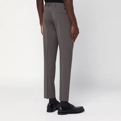 Pt Torino Taupe Colour Wool Trousers In Grey