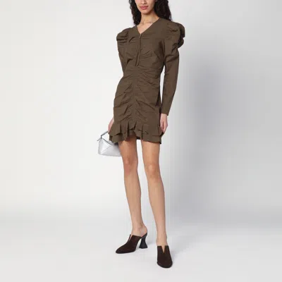 Isabel Marant Étoile Briali Mini Dress With Green Khaki Zip In Green