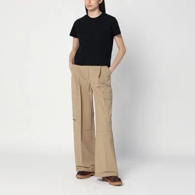 Moncler Logo Patch Straight Cargo Pants In Beige