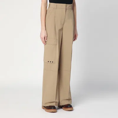 Moncler Logo Patch Straight Cargo Pants In Beige