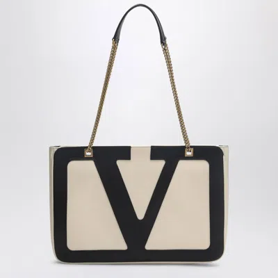 Valentino Garavani Garavani Viva Superstar Medium Nappa Leather Shopping Bag Woman Butter/black Uni In White