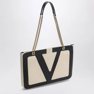 Valentino Garavani Garavani Viva Superstar Medium Nappa Leather Shopping Bag Woman Butter/black Uni In White