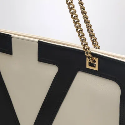 Valentino Garavani Garavani Viva Superstar Medium Nappa Leather Shopping Bag Woman Butter/black Uni In White