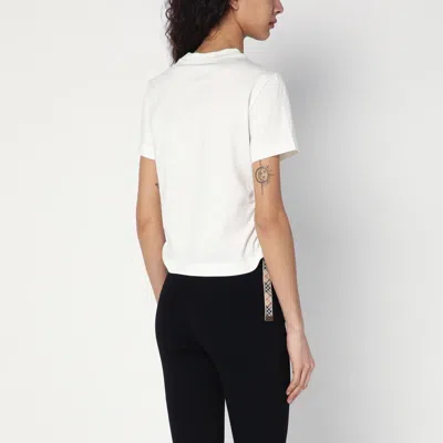 Burberry White T-shirt With Check Pattern Detail In White