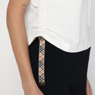 Burberry White T-shirt With Check Pattern Detail In White