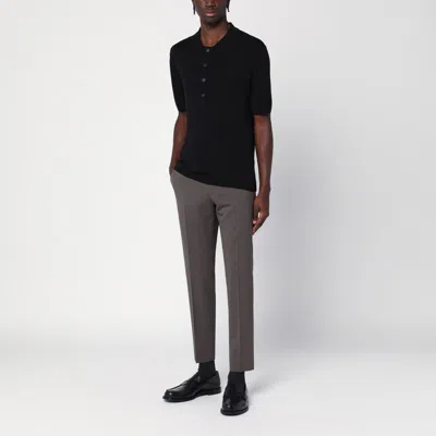 Shop Tagliatore Black Silk-blend Polo Shirt