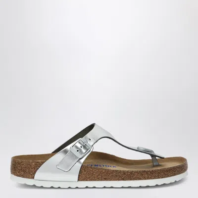 Birkenstock Gizeh Silver Sandal In Metal