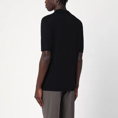 Tagliatore Silk-blend Polo T-shirt In Black