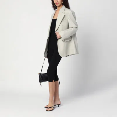 P.a.r.o.s.h Double-breasted Jacket In Linen-blend In Grey