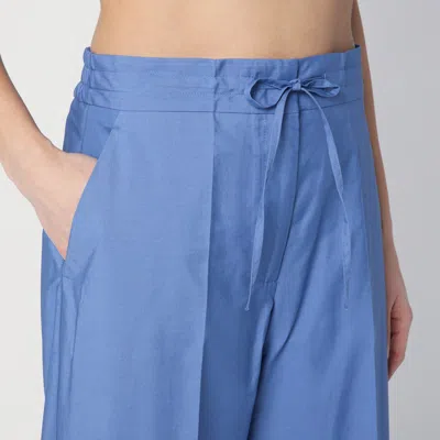 P.a.r.o.s.h Elastic-waist Pants With Floral-embroidery In Blue