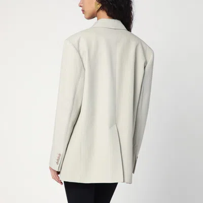 P.a.r.o.s.h Double-breasted Jacket In Linen-blend In Grey